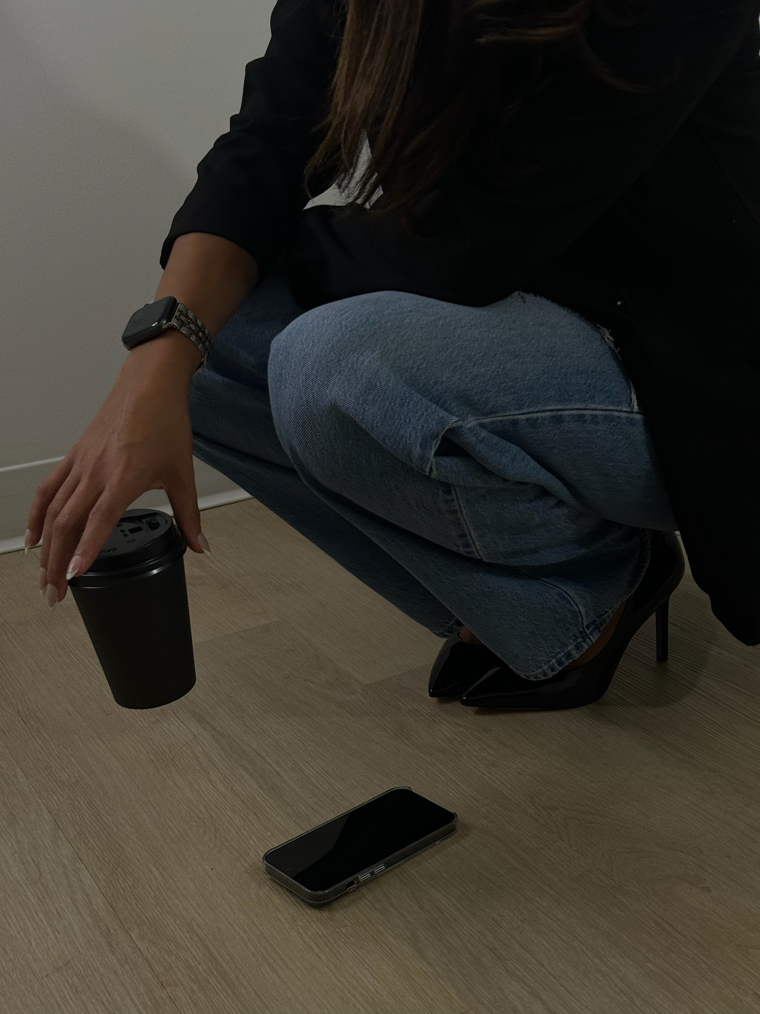 mom chilling with a cup of coffee and not online 24/7